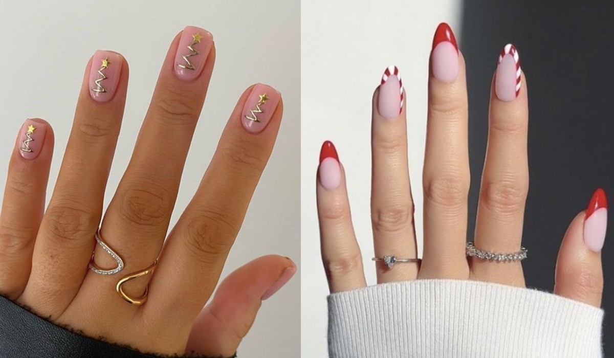 Diseños de uñas minimalistas para Navidad